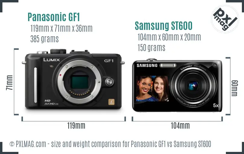 Panasonic GF1 vs Samsung ST600 size comparison