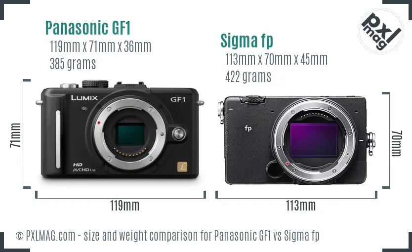 Panasonic GF1 vs Sigma fp size comparison