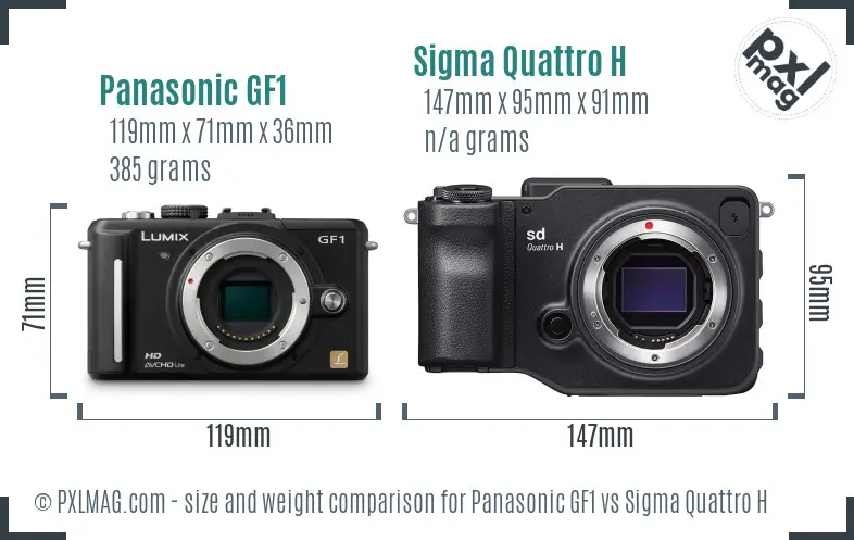 Panasonic GF1 vs Sigma Quattro H size comparison