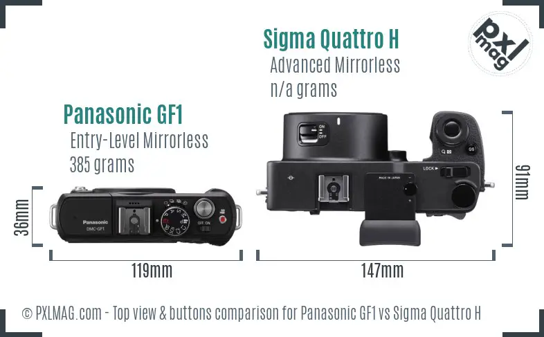 Panasonic GF1 vs Sigma Quattro H top view buttons comparison