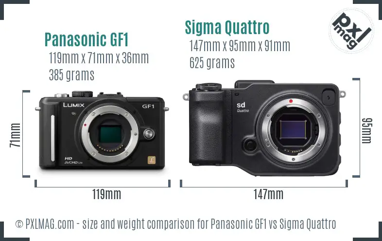 Panasonic GF1 vs Sigma Quattro size comparison Panasonic GF1 vs Sigma Quattro size comparison