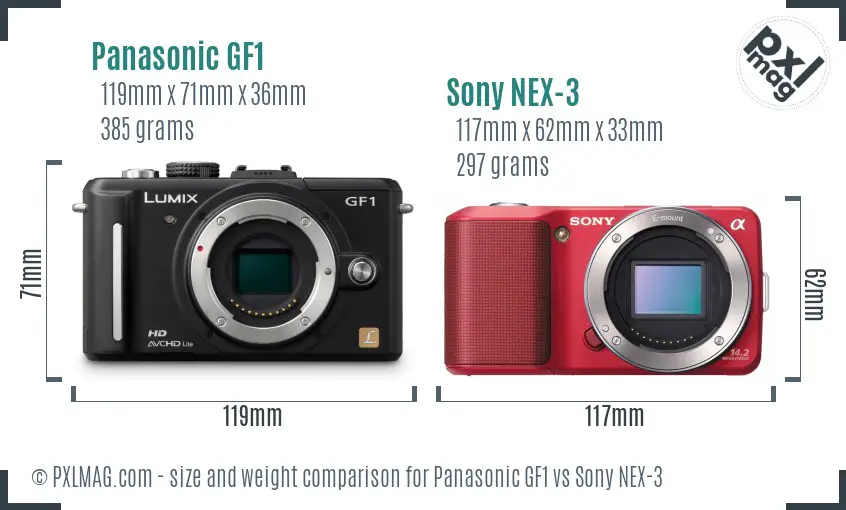 Panasonic GF1 vs Sony NEX-3 size comparison