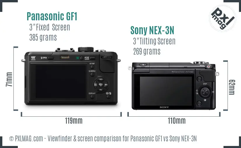 Panasonic GF1 vs Sony NEX-3N Screen and Viewfinder comparison