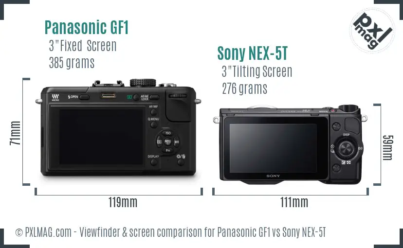 Panasonic GF1 vs Sony NEX-5T Screen and Viewfinder comparison