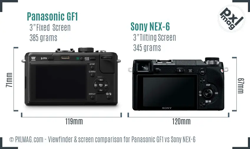 Panasonic GF1 vs Sony NEX-6 Screen and Viewfinder comparison