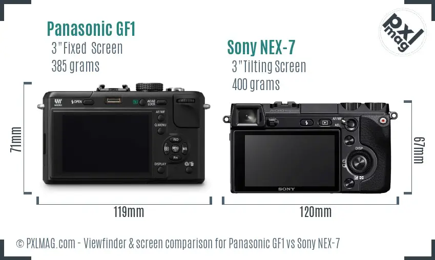 Panasonic GF1 vs Sony NEX-7 Screen and Viewfinder comparison