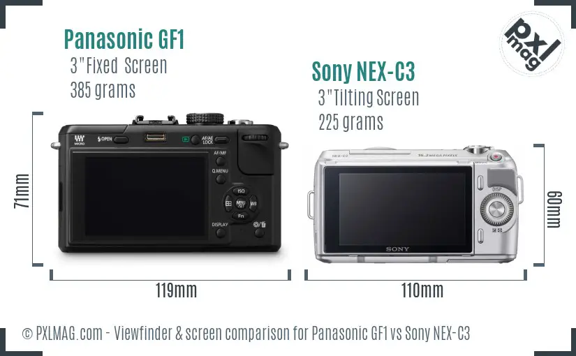 Panasonic GF1 vs Sony NEX-C3 Screen and Viewfinder comparison