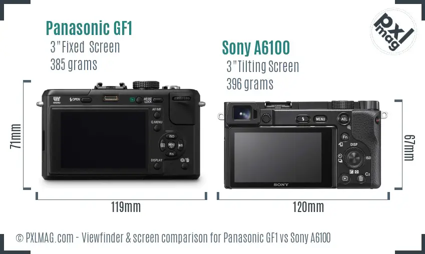 Panasonic GF1 vs Sony A6100 Screen and Viewfinder comparison