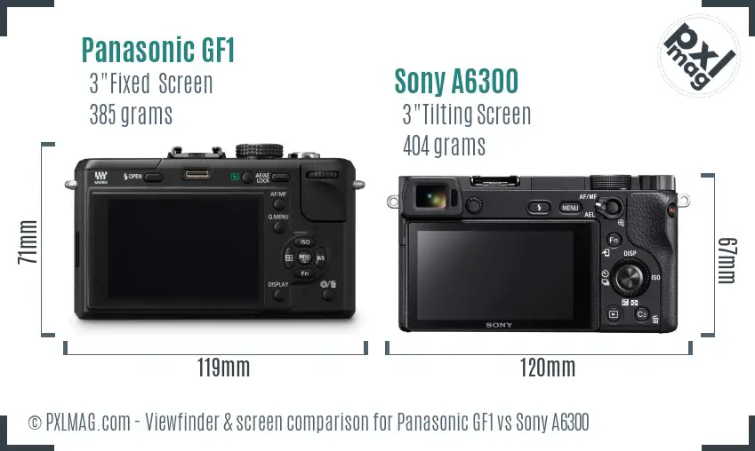 Panasonic GF1 vs Sony A6300 Screen and Viewfinder comparison