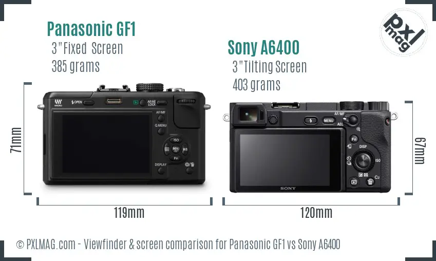 Panasonic GF1 vs Sony A6400 Screen and Viewfinder comparison
