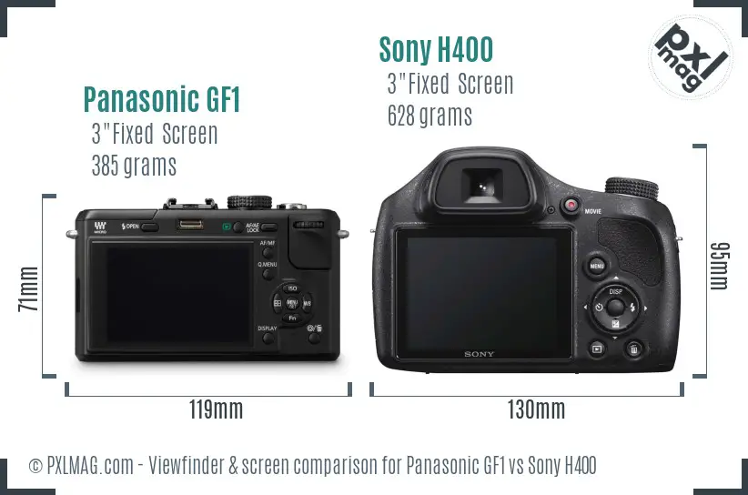 Panasonic GF1 vs Sony H400 Screen and Viewfinder comparison