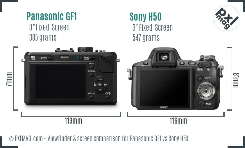 Panasonic GF1 vs Sony H50 Screen and Viewfinder comparison Panasonic GF1 vs Sony H50 Screen and Viewfinder comparison