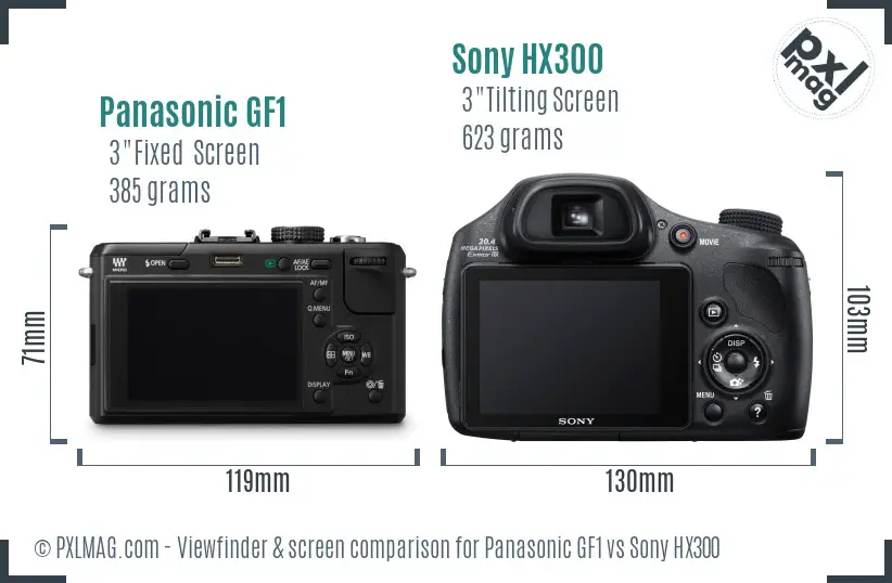 Panasonic GF1 vs Sony HX300 Screen and Viewfinder comparison Panasonic GF1 vs Sony HX300 Screen and Viewfinder comparison