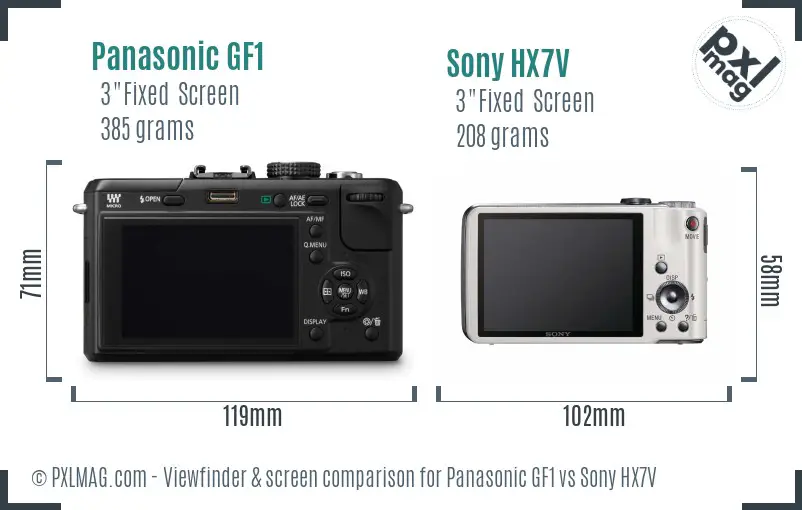 Panasonic GF1 vs Sony HX7V Screen and Viewfinder comparison Panasonic GF1 vs Sony HX7V Screen and Viewfinder comparison
