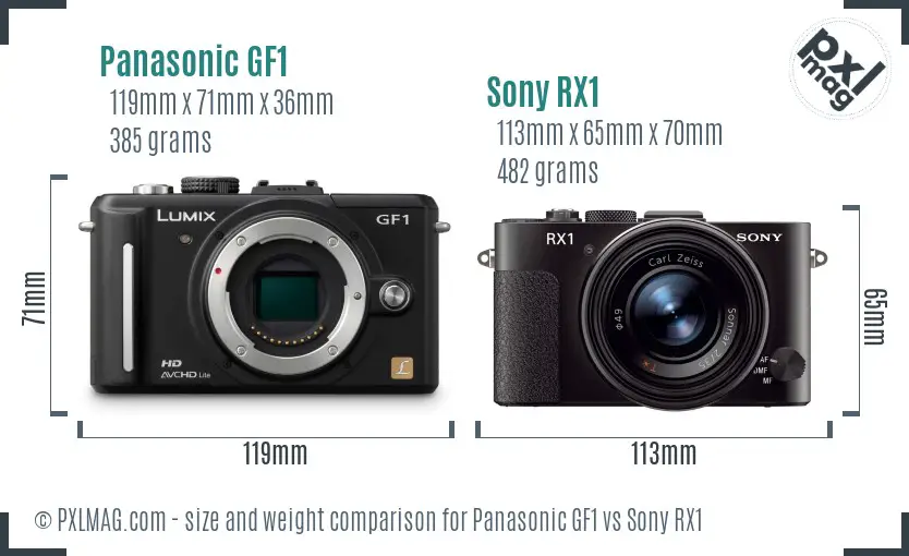 Panasonic GF1 vs Sony RX1 size comparison Panasonic GF1 vs Sony RX1 size comparison