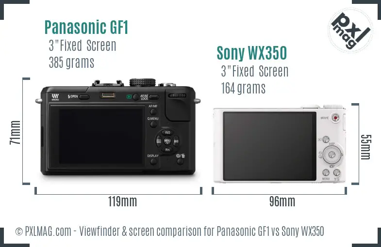 Panasonic GF1 vs Sony WX350 Screen and Viewfinder comparison