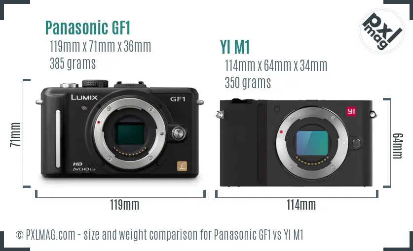 Panasonic GF1 vs YI M1 size comparison