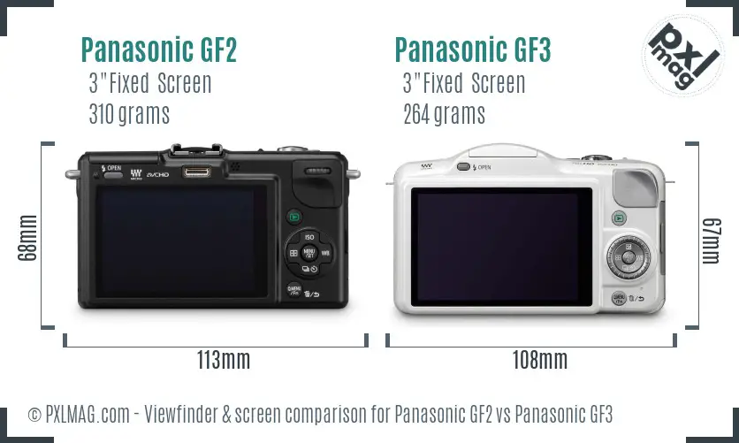 Panasonic GF2 vs Panasonic GF3 Screen and Viewfinder comparison