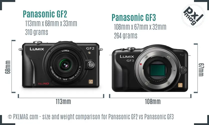 Panasonic GF2 vs Panasonic GF3 size comparison