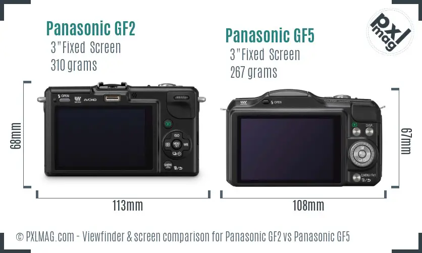 Panasonic GF2 vs Panasonic GF5 Screen and Viewfinder comparison