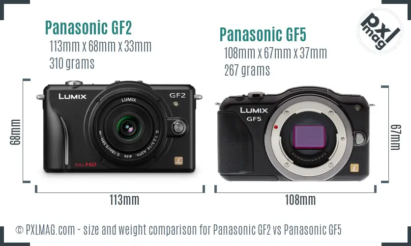 Panasonic GF2 vs Panasonic GF5 size comparison