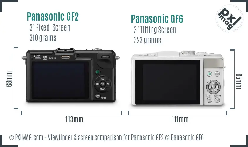 Panasonic GF2 vs Panasonic GF6 Screen and Viewfinder comparison