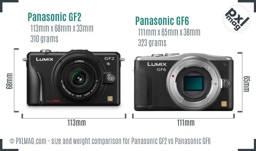 Panasonic GF2 vs Panasonic GF6 size comparison