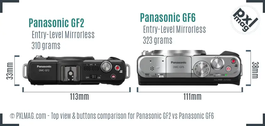 Panasonic GF2 vs Panasonic GF6 top view buttons comparison