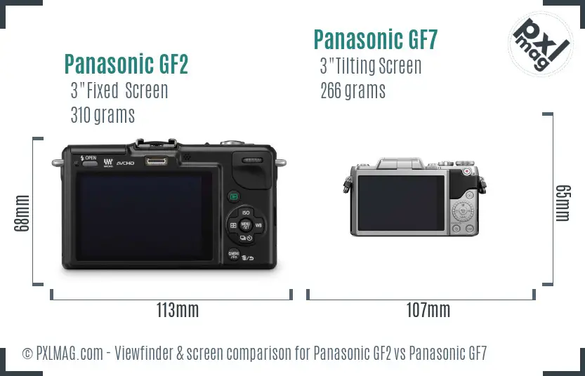 Panasonic GF2 vs Panasonic GF7 Screen and Viewfinder comparison