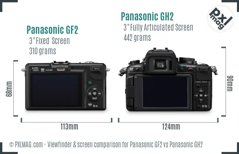 Panasonic GF2 vs Panasonic GH2 Screen and Viewfinder comparison