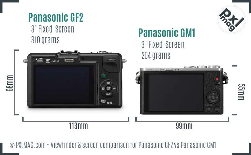 Panasonic GF2 vs Panasonic GM1 Screen and Viewfinder comparison