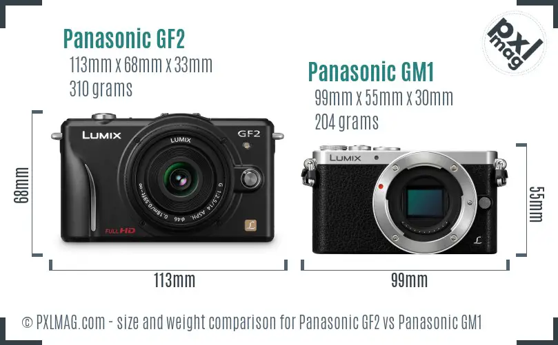 Panasonic GF2 vs Panasonic GM1 size comparison