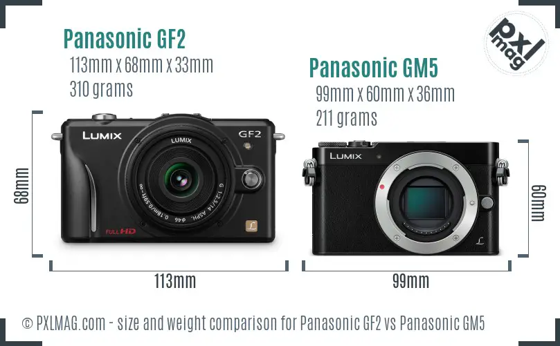 Panasonic GF2 vs Panasonic GM5 size comparison