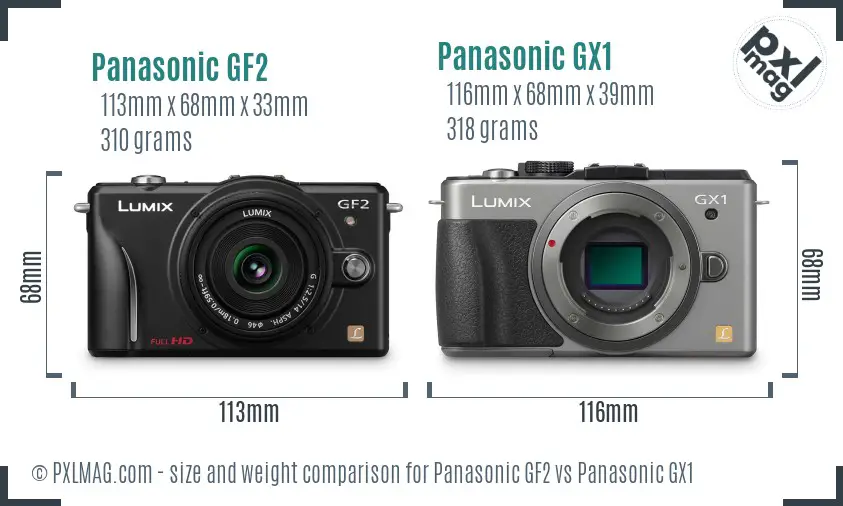 Panasonic GF2 vs Panasonic GX1 size comparison