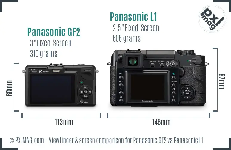 Panasonic GF2 vs Panasonic L1 Screen and Viewfinder comparison