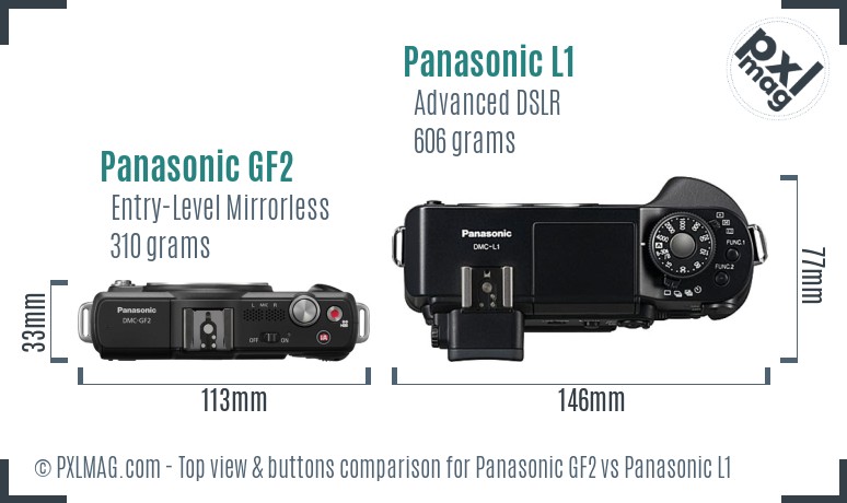 Panasonic GF2 vs Panasonic L1 top view buttons comparison