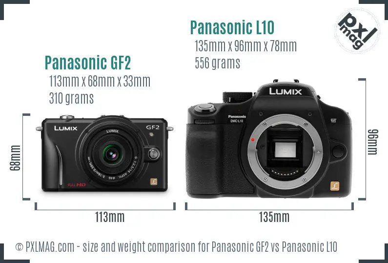 Panasonic GF2 vs Panasonic L10 size comparison