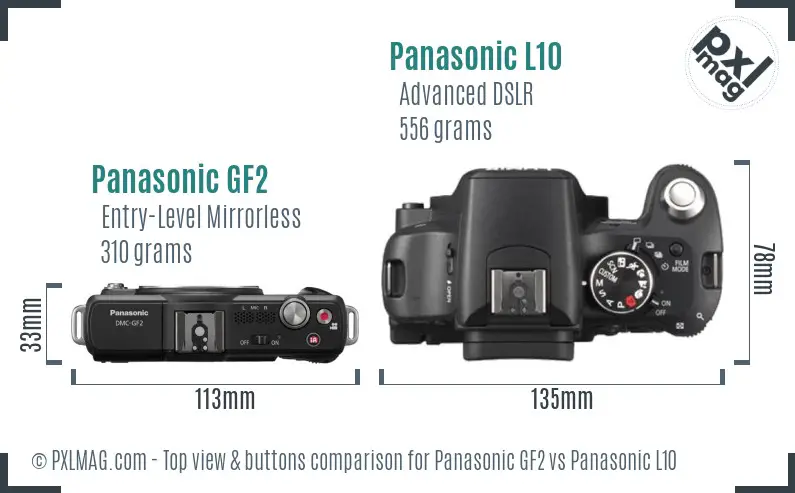 Panasonic GF2 vs Panasonic L10 top view buttons comparison