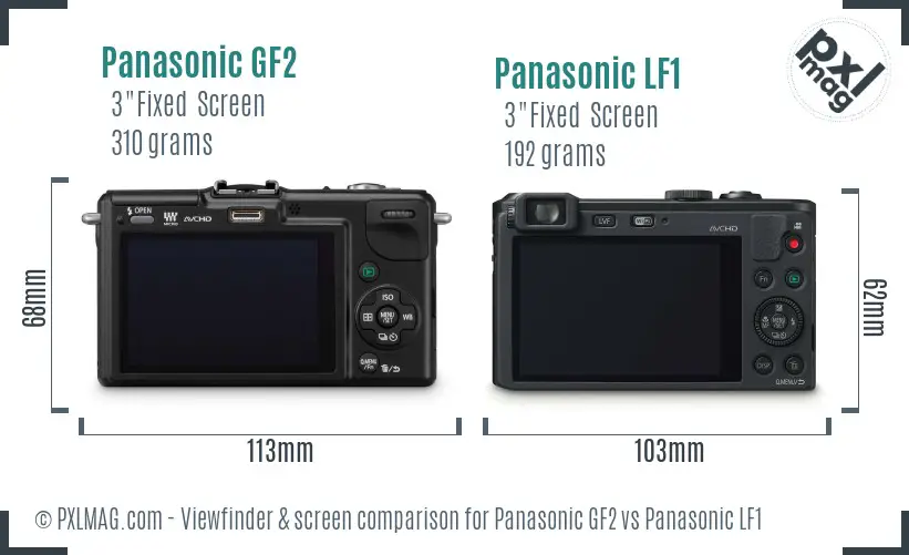 Panasonic GF2 vs Panasonic LF1 Screen and Viewfinder comparison