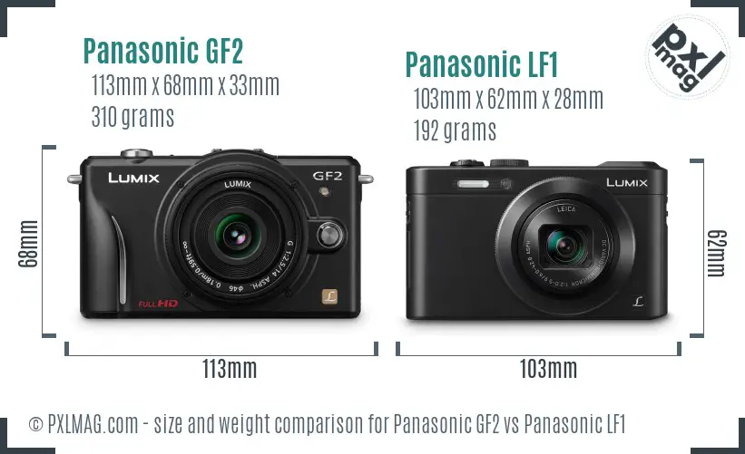 Panasonic GF2 vs Panasonic LF1 size comparison