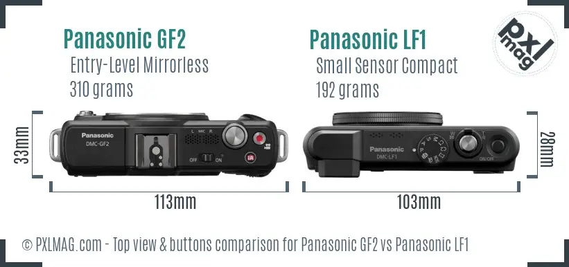 Panasonic GF2 vs Panasonic LF1 top view buttons comparison