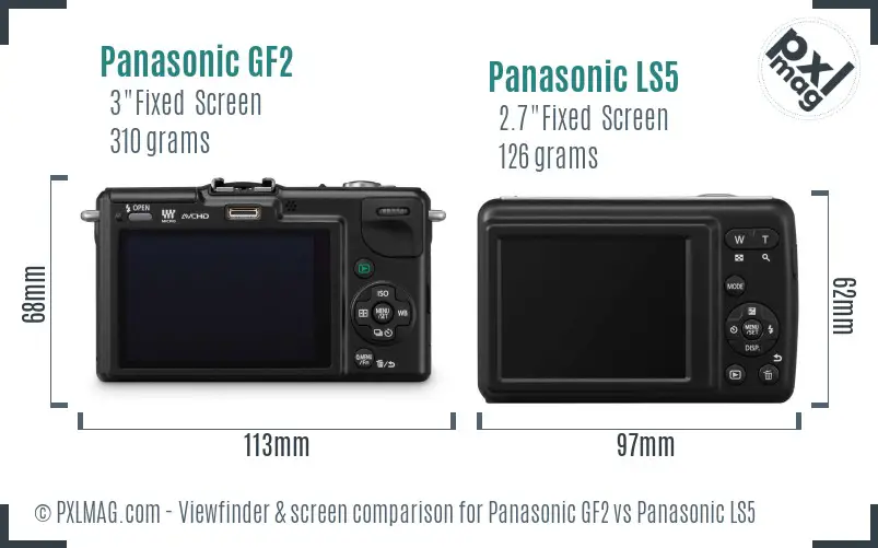 Panasonic GF2 vs Panasonic LS5 Screen and Viewfinder comparison