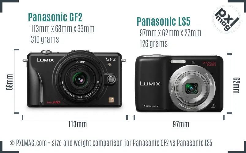 Panasonic GF2 vs Panasonic LS5 size comparison