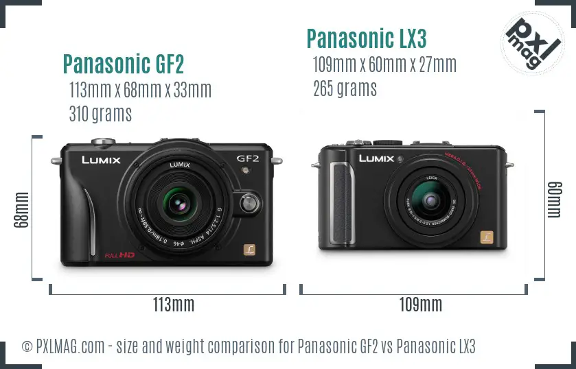 Panasonic GF2 vs Panasonic LX3 size comparison