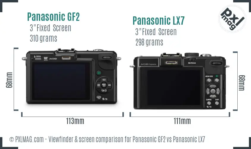 Panasonic GF2 vs Panasonic LX7 Screen and Viewfinder comparison