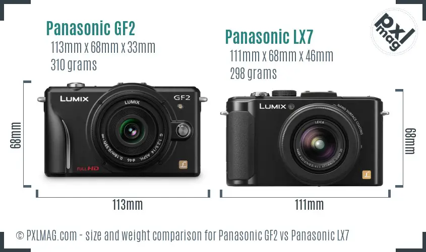Panasonic GF2 vs Panasonic LX7 size comparison