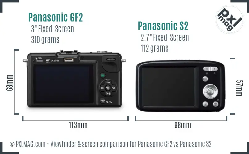 Panasonic GF2 vs Panasonic S2 Screen and Viewfinder comparison