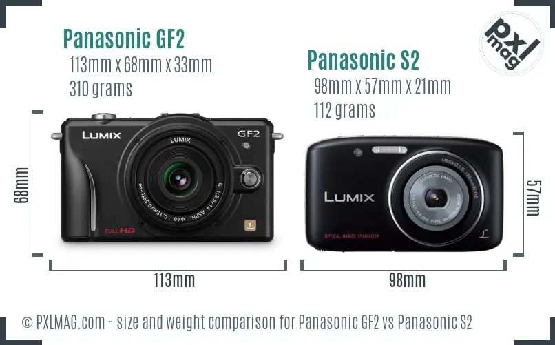 Panasonic GF2 vs Panasonic S2 size comparison