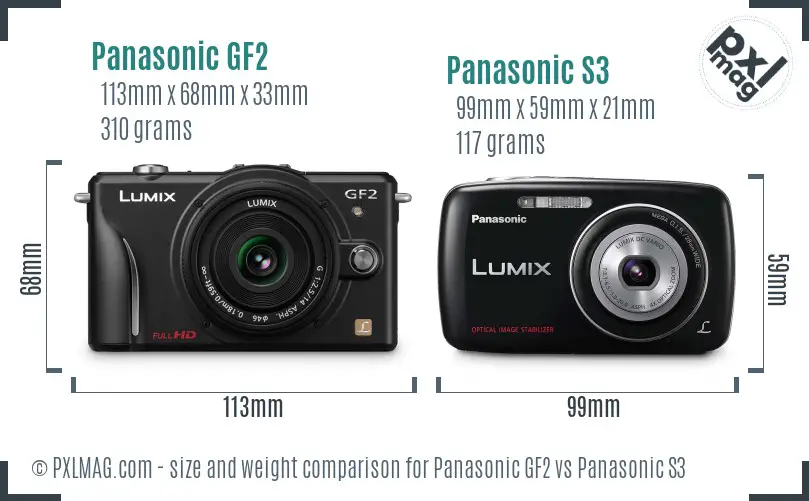 Panasonic GF2 vs Panasonic S3 size comparison