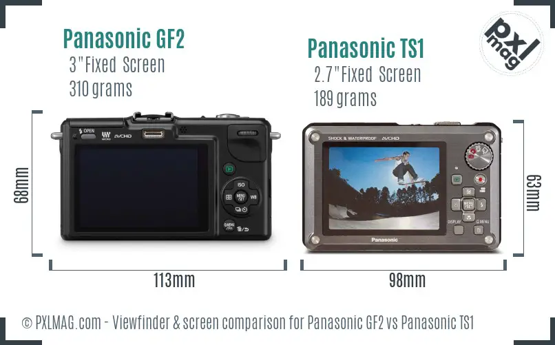 Panasonic GF2 vs Panasonic TS1 Screen and Viewfinder comparison